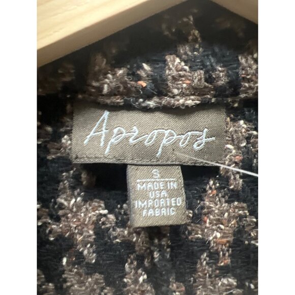 Apropos Black and Brown Wool Silk Blend Courtenay Houndstooth Double Breasted Co - Picture 5 of 8